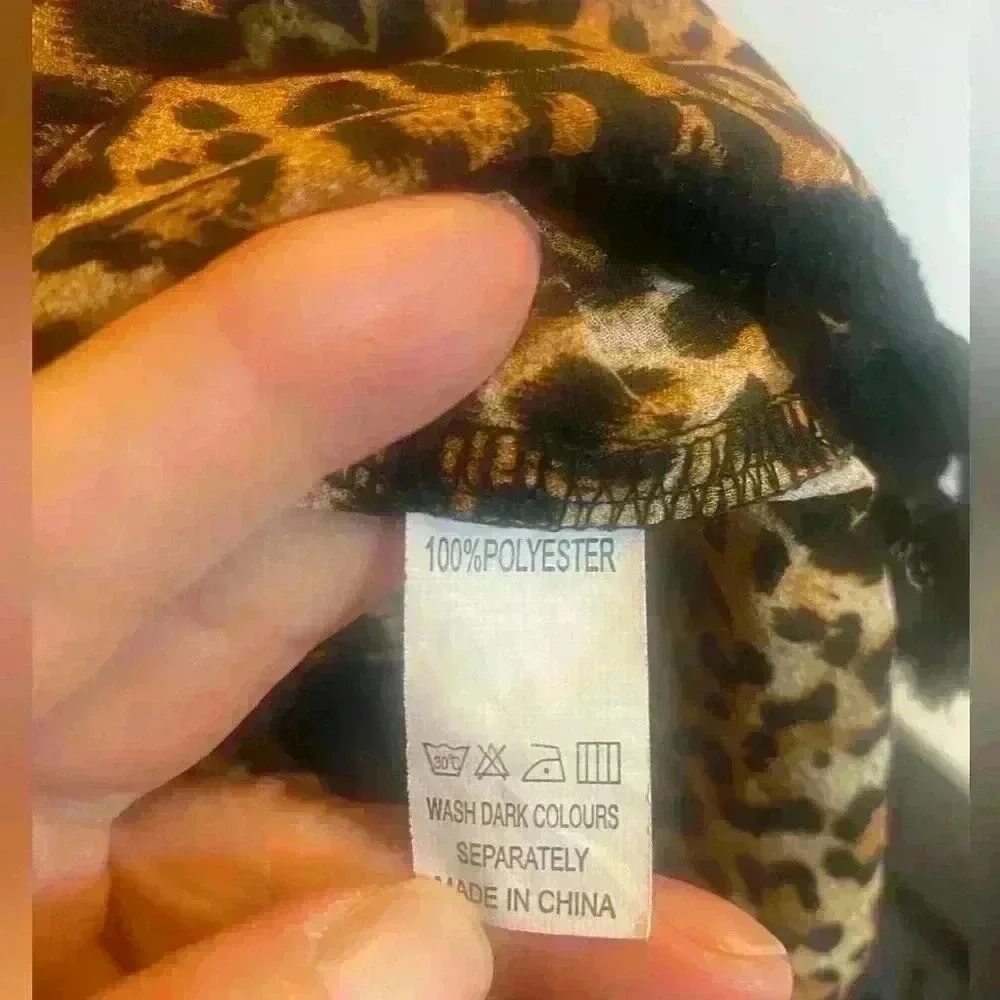 Yincra Cheetah print swimsuit cover up boxy square cut with black fringe size SM
